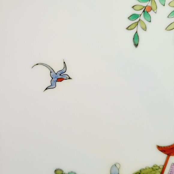 Noritake Asian Landscape Scene Cake Plate, c.1920-40 Morimura Mark, Vibrant Gree - Picture 5 of 13